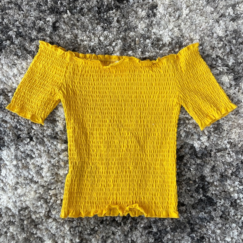 H&M Off-The-Shoulder Yellow Crop Top